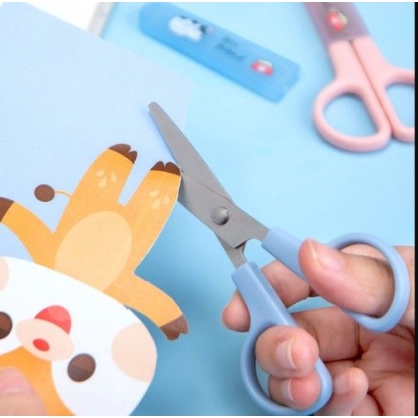 Cute Kids Safety Scissors with Protective Cover | Rounded Tip, Stainless Steel Blade | Easy-Grip Student Scissors - Image 3