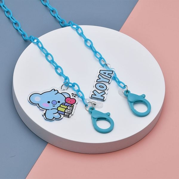 KOJA Kpop Merch BTS BT21 Metal Face Mask Chain - Image 2