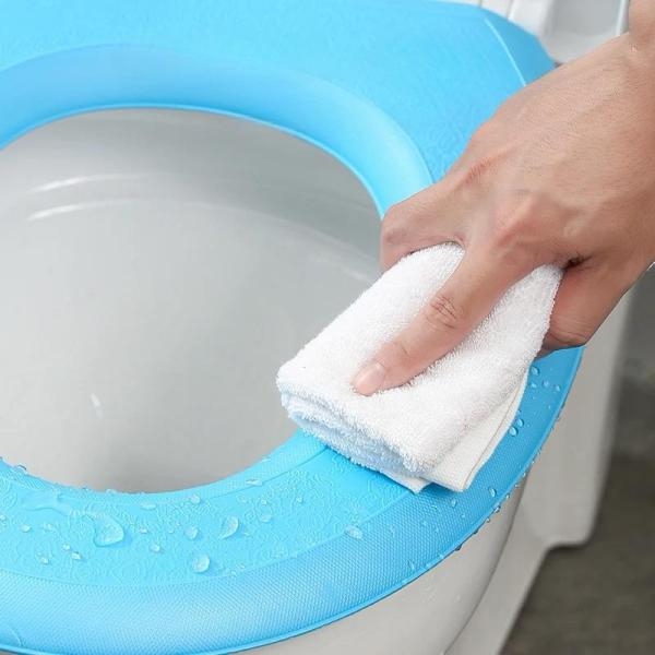 Reusable Toilet Seat Cover Waterproof Sticky Solid Color Skin-friendly Soft Thicker Home Bathroom Accessories - Image 3