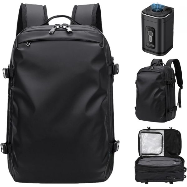 Vacpack Backpack, 60L Expandable Backpack with Vacuum Compression, Water Resistant, Anti Theft Vacpack Travel Vacuum Backpack (Black - Image 3