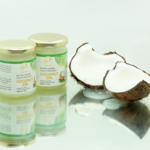 Avani 100% Natural Extra Virgin Cold Pressed Round Glass Coconut Oil 200ml for Skin, Hair and Health Care