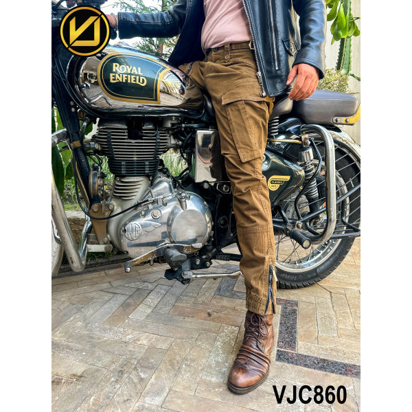 VIRJEANS (VJC860) Stretchable Cargo Multi Pocket Box Zipper Joggers Pant For Men-Brown - Image 3