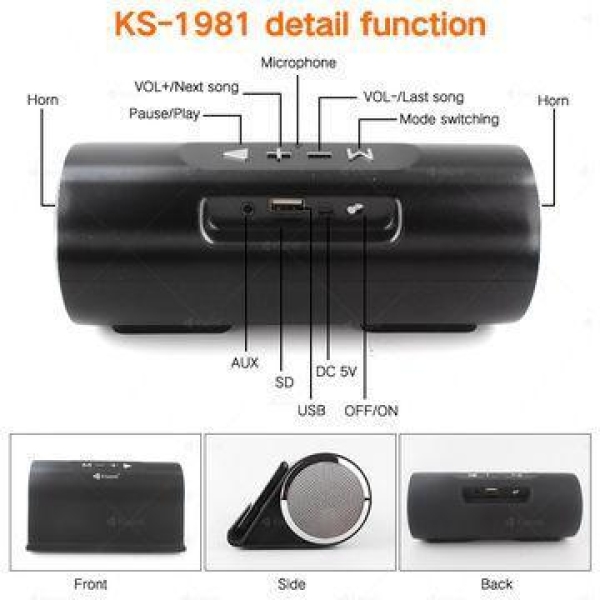 Kisonli Ks 1981 Portable Wireless Bluetooth Speaker - Image 3