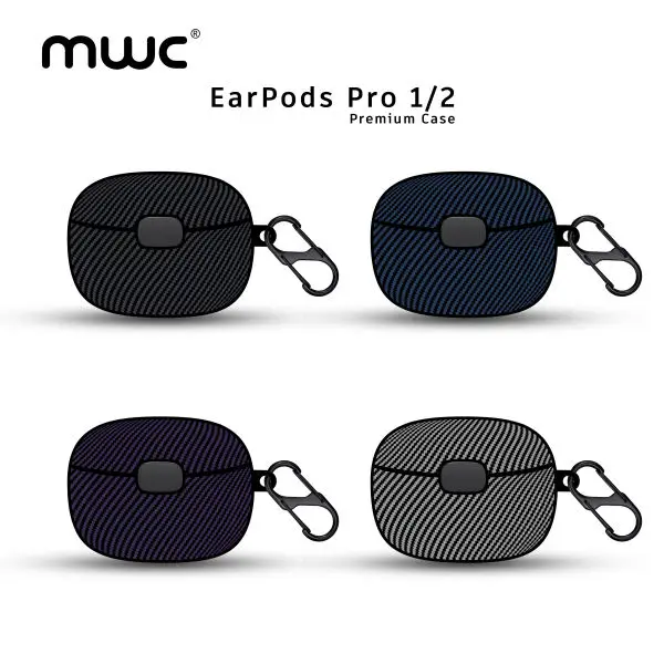 MWC Earpods Pro 1/2 Carbon Fibre Texture Cover | Shock-Proof Protective case | Available in 4 Colors