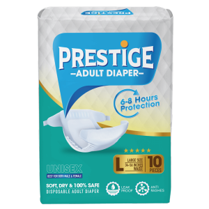 Prestige Adult Diaper - Large (34-56 Inches Waist), Pack of 10Pieces