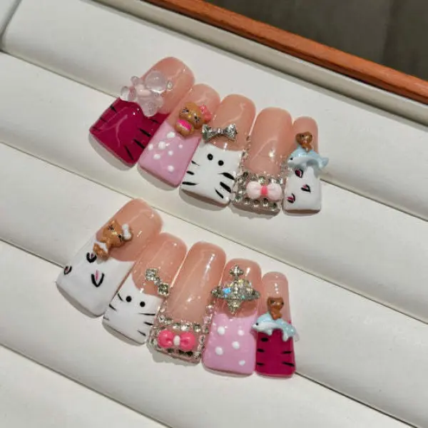 Press On Nail Long Duck Shape with 10 pcs - Image 3