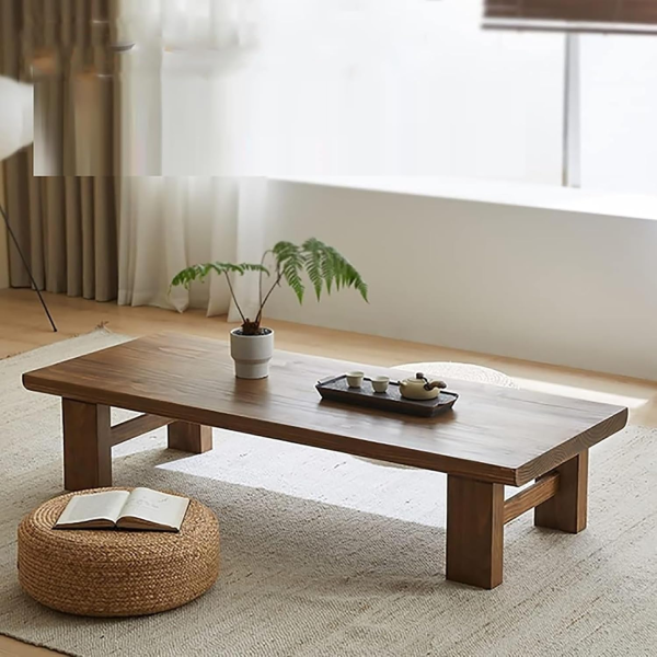 Pirka Wooden Low Table for Pooja and Dining Multipurpose Leisure Table Solid And Strong in Brown - Image 3