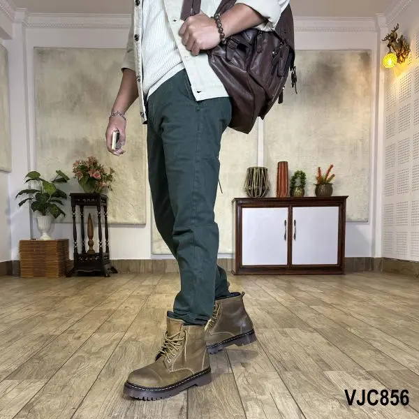 VIRJEANS (VJC856) Stretchable Cotton Straight Pant For Men- Olive Green - Image 5