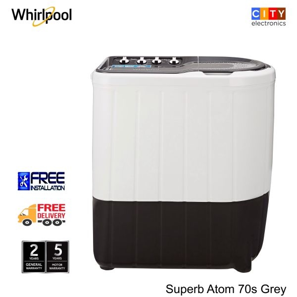 WHIRLPOOL Superb Atom 7 Kg Semi Automatic Washing Machine With Turbo Scrub Technology (Superb Atom 70S Grey) - Image 3