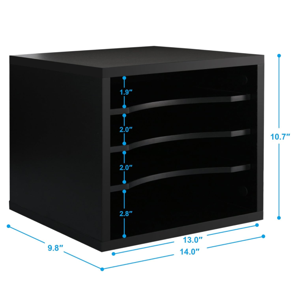 Ressence Simple File Organizer Office Desk File Cabinet Wooden for Clean Workspace with Adjustable Partitions Black - Image 2