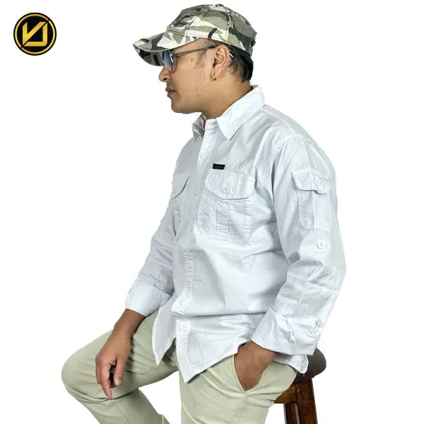 VIRJEANS (VJC827) Cargo Pocket Shirt For Men-White - Image 2