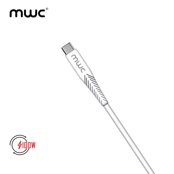 MWC MUC100W Data Cable | USB-A to Type-C 100W Ultra-Fast Charging Cable | Hign quality TPE/PVC | USB 3.1 | 5A - White - Image 2