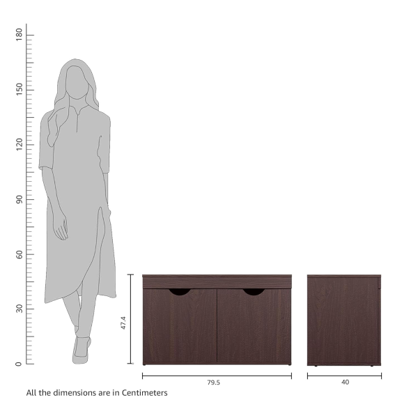 Solimo Shoe Rack Wooden Engineered 2 Door Shoe Rack with Seating Space Clean Design Elegant look for Indoor Storage in Wenge Matt finish - Image 2