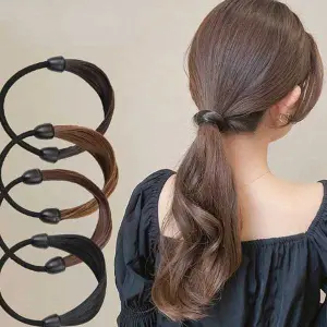 KOJA Rubber Band Made of Hair Simulation Wig Head Rope Fashion Wig Hair Rings Straight Hair Tie Ponytail High Elastic Hair Rope
