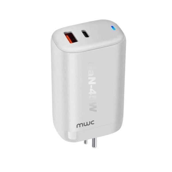MWC 45W Dual Port (A+C) GaN Charging Adapter | MUCA45W | Compatible with All Brands | USB-A + USB-C Dual Port - White - Image 4