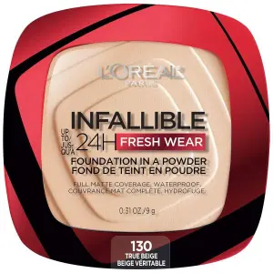 L'Oreal Paris Makeup Infallible Fresh Wear Foundation in a Powder, Up to 24H Wear, Waterproof, True Beige, by Genuine Collection