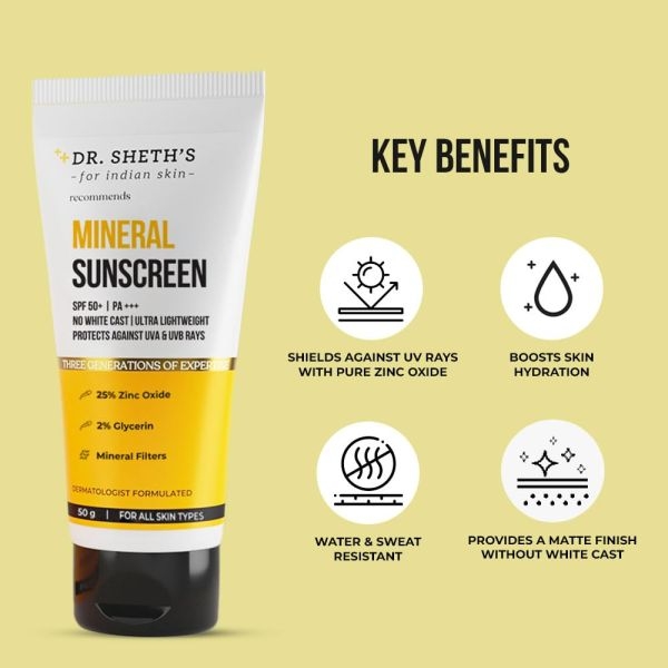 Dr. Sheth's Mineral Sunscreen with SPF 50+ & PA+++ 50gm - Image 2