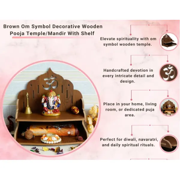 Layer 2.0 Om Symbol Decorative Wooden Pooja Stand - Image 3
