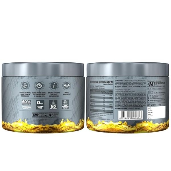 Bigmuscles Nutrition Creatine Monohydrate 155g (50 Serving) Mango Flavour - Image 2