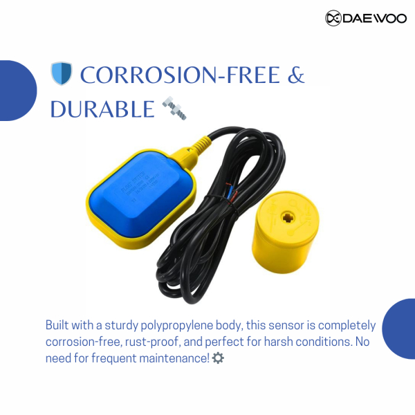 Daewoo Cable-Suspended Liquid Level Sensor | Float Switch Automatic Water Tank Controller | Cable Float Level Switch | Float Switch Sensor for Water Level Controller | Pump Control Sensor | Water Tank Level Sensor | 2M Cable Length | 250V AC - Image 3