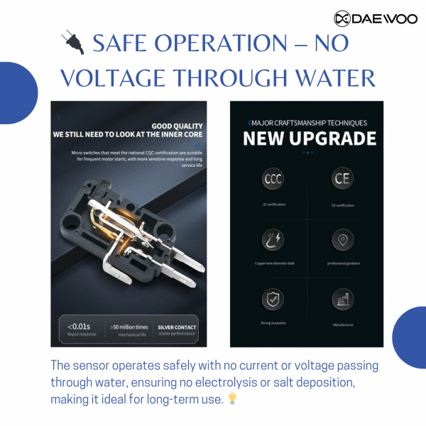 Daewoo Cable-Suspended Liquid Level Sensor | Float Switch Automatic Water Tank Controller | Cable Float Level Switch | Float Switch Sensor for Water Level Controller | Pump Control Sensor | Water Tank Level Sensor | 2M Cable Length | 250V AC - Image 4