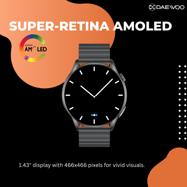 Daewoo Genz Flip Smartwatch | 1.43" AMOLED Display | Bluetooth Calling & Music | Double-Sided Strap (Orange & Grey) | 70+ Sports Modes | Health Tracking | AI Voice Assistant | IP68 Waterproof | Heart Rate & SpO2 Monitor | Fitness & Sleep Tracker - Image 2