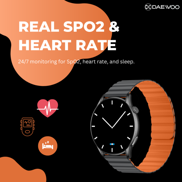 Daewoo Genz Flip Smartwatch | 1.43" AMOLED Display | Bluetooth Calling & Music | Double-Sided Strap (Orange & Grey) | 70+ Sports Modes | Health Tracking | AI Voice Assistant | IP68 Waterproof | Heart Rate & SpO2 Monitor | Fitness & Sleep Tracker - Image 7