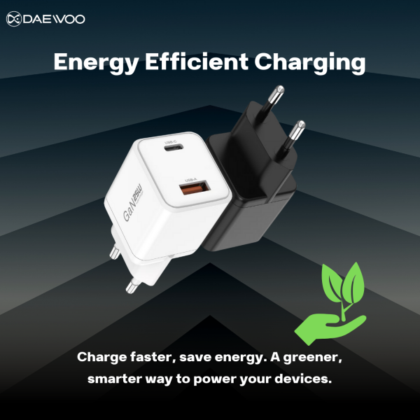 Daewoo Nippy NY821 | 25W GaN Fast Charger | Ultra-Slim Design | Type-C & USB Output | High-Speed Charging | Compact Travel Charger | Smart Charging Technology | Multi-Device Compatibility | Overheat Protection | Lightweight Power Adapter - Image 10