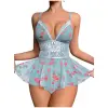 Daisy Lace Babydoll Nightwear - Women's Floral Chemise One-Piece with Lace Babydoll Lingerie Mesh Wedding Nightie Bridal Dress Honeymoon Valentine Nightdress Free Size Light Blue Color