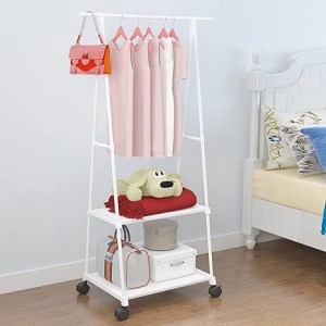 Adjustable Stainless Steel Cloth Drying Hanger And Organizer Rack With Wheel For Indoor & Outdoor