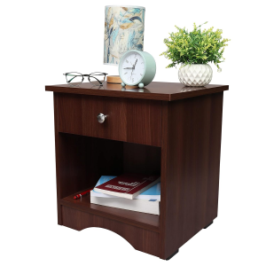 Pre-Assembled Side Table Wooden Bedside End Table with Drawer for Home Storage Organization Sofa Side Coffee Stand for Living Room