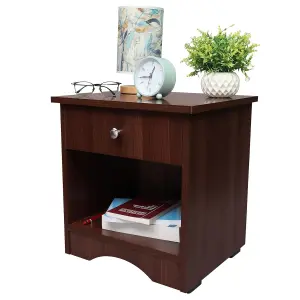 Pre-Assembled Side Table Wooden Bedside End Table with Drawer for Home Storage Organization Sofa Side Coffee Stand for Living Room