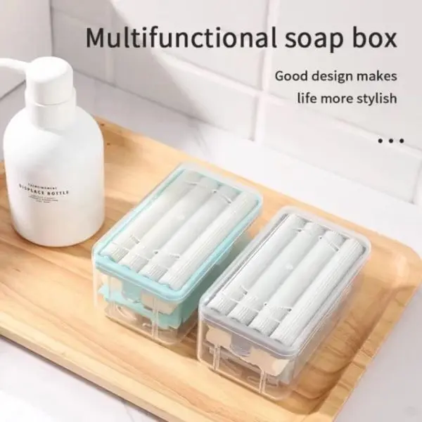 Laundry Rolling Soap Box Portable Soap Bar Box Dispenser with Rubber Roller | Travel Soap Holder Multifunctional Soap Dish - Image 4