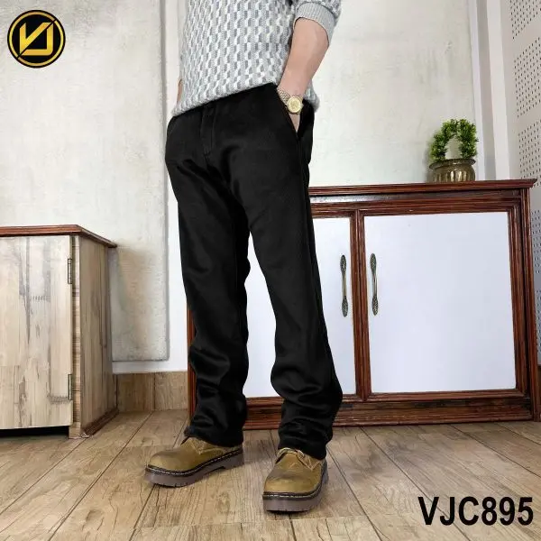 VIRJEANS (VJC895) Corduroy Inner Fur Pant For Men-Black - Image 4