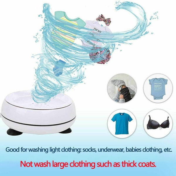 Portable Mini Washing Machine Ultrasonic Turbine Clothes Washer for Travel Home - Image 3
