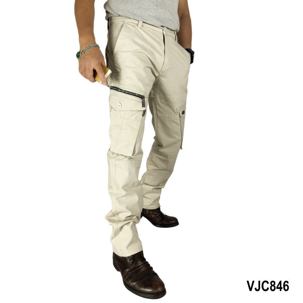 VIRJEANS (VJC846) Stretchable Cargo Box Pant For Men-Cream - Image 3