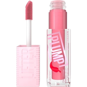 MAYBELLINE Lifter Gloss Lifter Plump, Plumping Lip Gloss with Chili Pepper and 5% Maxi-Lip, Blush Blaze, Sheer Pale Pink 001 by Genuine Collection