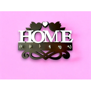 Love Birds Key Holders Wooden Wall Mounted Organizer for Home & Office, Best for All types of Walls, Beautiful Wall Decor Art with Multiple Hooks in Black