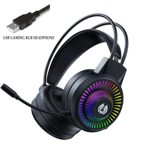 BATXELLENT H82 USB Wired Headphone RGB Light Gaming Headset with Noise Cancelling Mic - Black