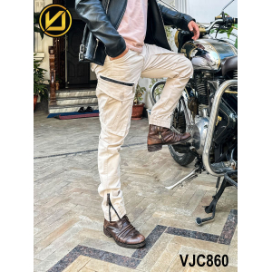 VIRJEANS (VJC860) Stretchable Cargo Multi Pocket Box Zipper Joggers Pant For Men-Off-white