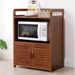 Oven Rack Double Decker Cabinet Fancy Furniture Daraz for Kitchen and Living for Home and Office in Brown