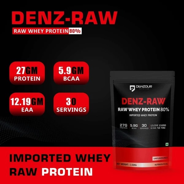 Denz-Raw | Raw Whey Protein 80% | Unflavoured Whey Protein | 27g Protein & 5.9g BCAA - Image 3