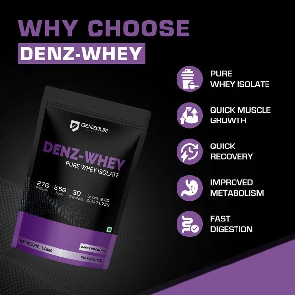 Denz-Whey | Pure Whey Isolate Protein Powder | 27g Protein (French Vanilla) - Image 4