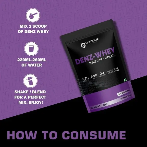 Denz-Whey | Pure Whey Isolate Protein Powder | 27g Protein (Dark Chocolate) - Image 6