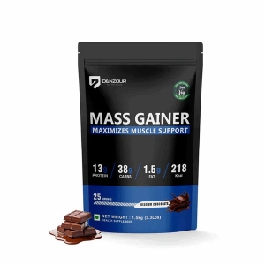 Denzour mass gainer | Chocolate Flavour | 38g Carbs & 13g Protein | Per Servings 60g (1.5kg)