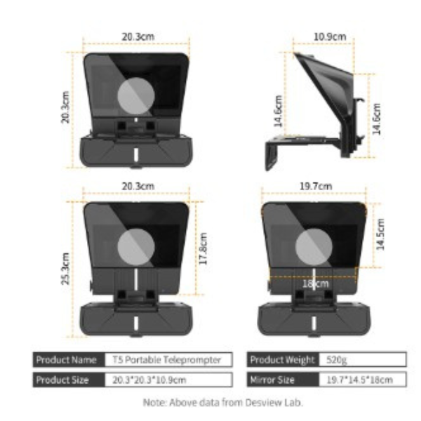 Desview T5 Teleprompter 9in for Mobile and Camera - Image 5