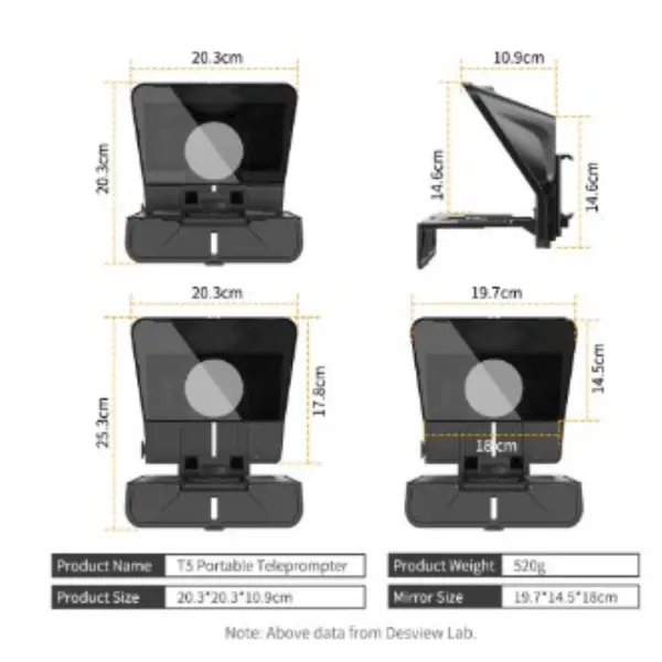 Desview T5 Teleprompter 9in for mobile and camera - Image 5