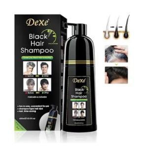 Dexe Black Hair Shampoo 400 ML - Natural Herbal Formula - Long-Lasting Fast Acting Dye - Easy & Safe to Use