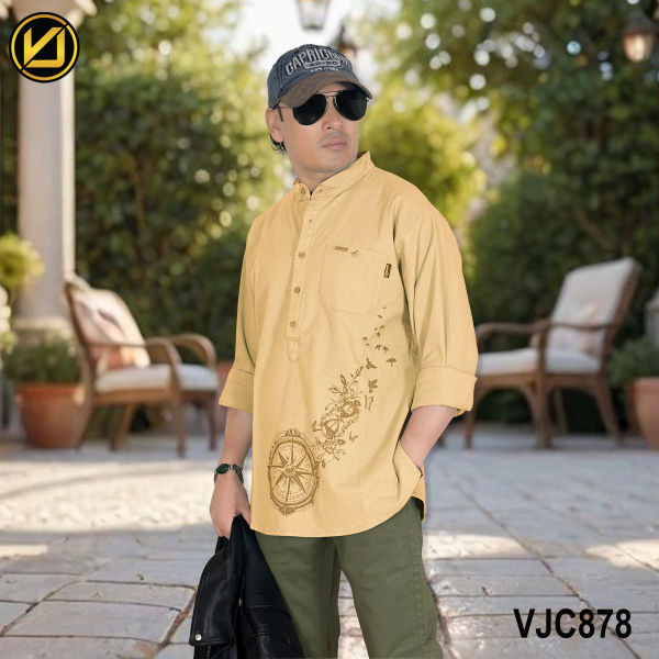 VIRJEANS (VJC878) Linen Stretchable Shirt For Men-All Colors - Image 5