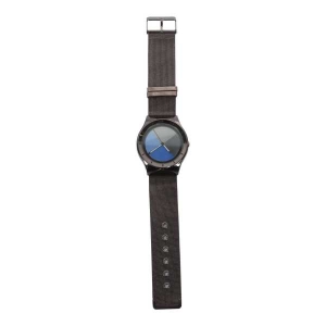 Blue And Black Color Unisex Dial Stainless Steel Metal Strap Watch